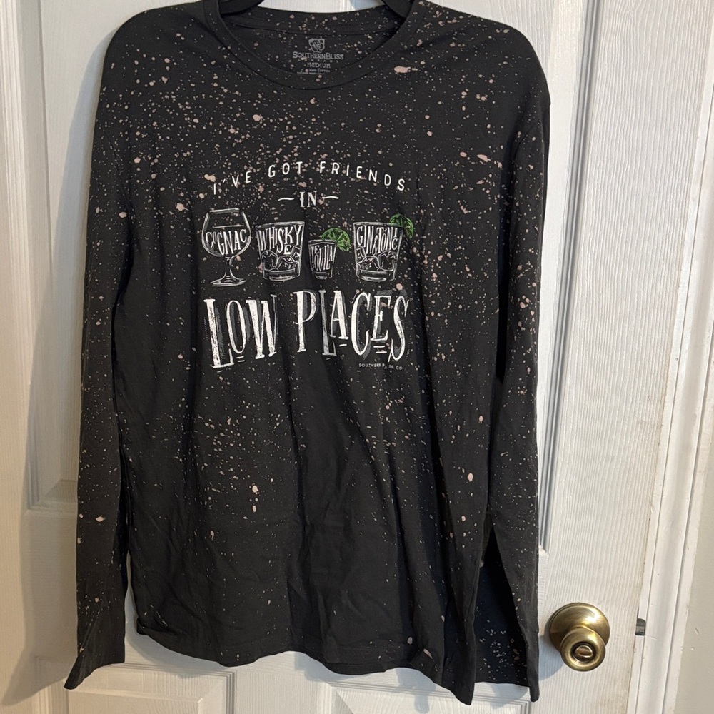 Southern Bliss Butter Soft Black LS Friends in Low Places Graphic T M New